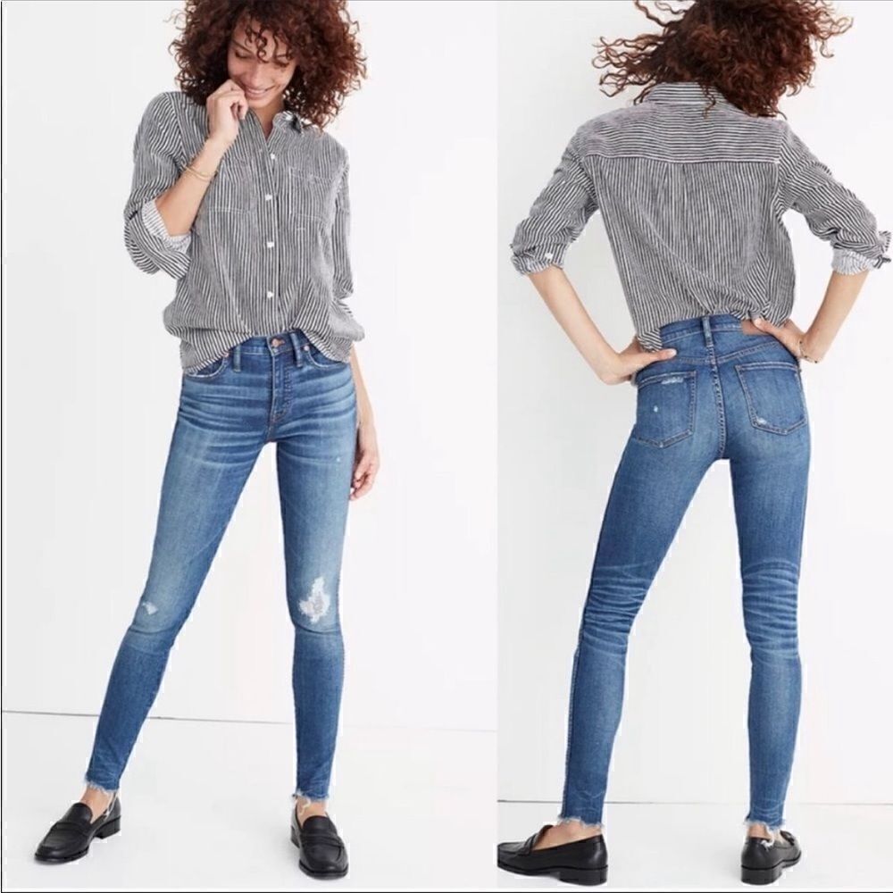 Madewell Distressed 9” High-Rise Skinny